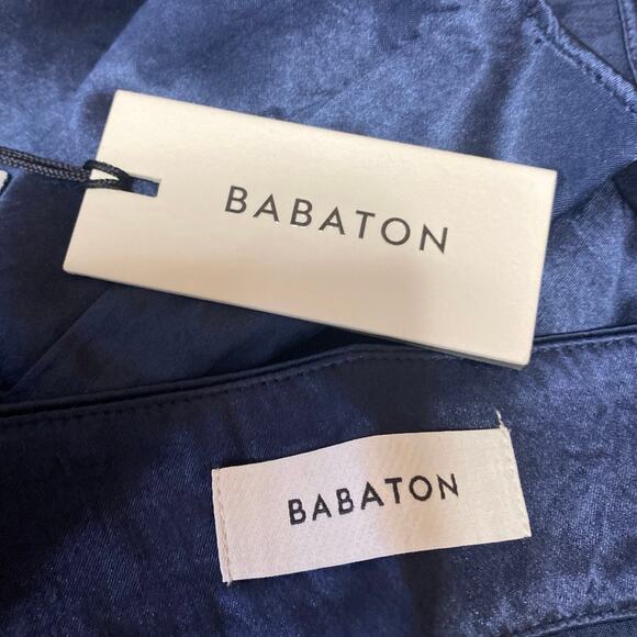 NEW Aritzia Babaton Women's Blue Silky Satin Side Zip Mini Slip Pencil Skirt 0 - Picture 4 of 5